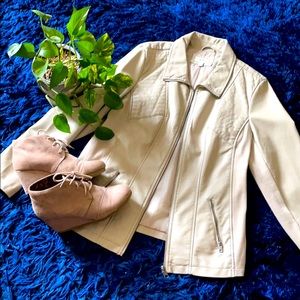 Style & Co cream faux leather jacket (size 1X)